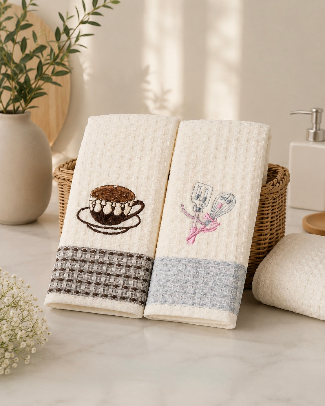 Premium waffle kuhinjske krpe – set 2/1