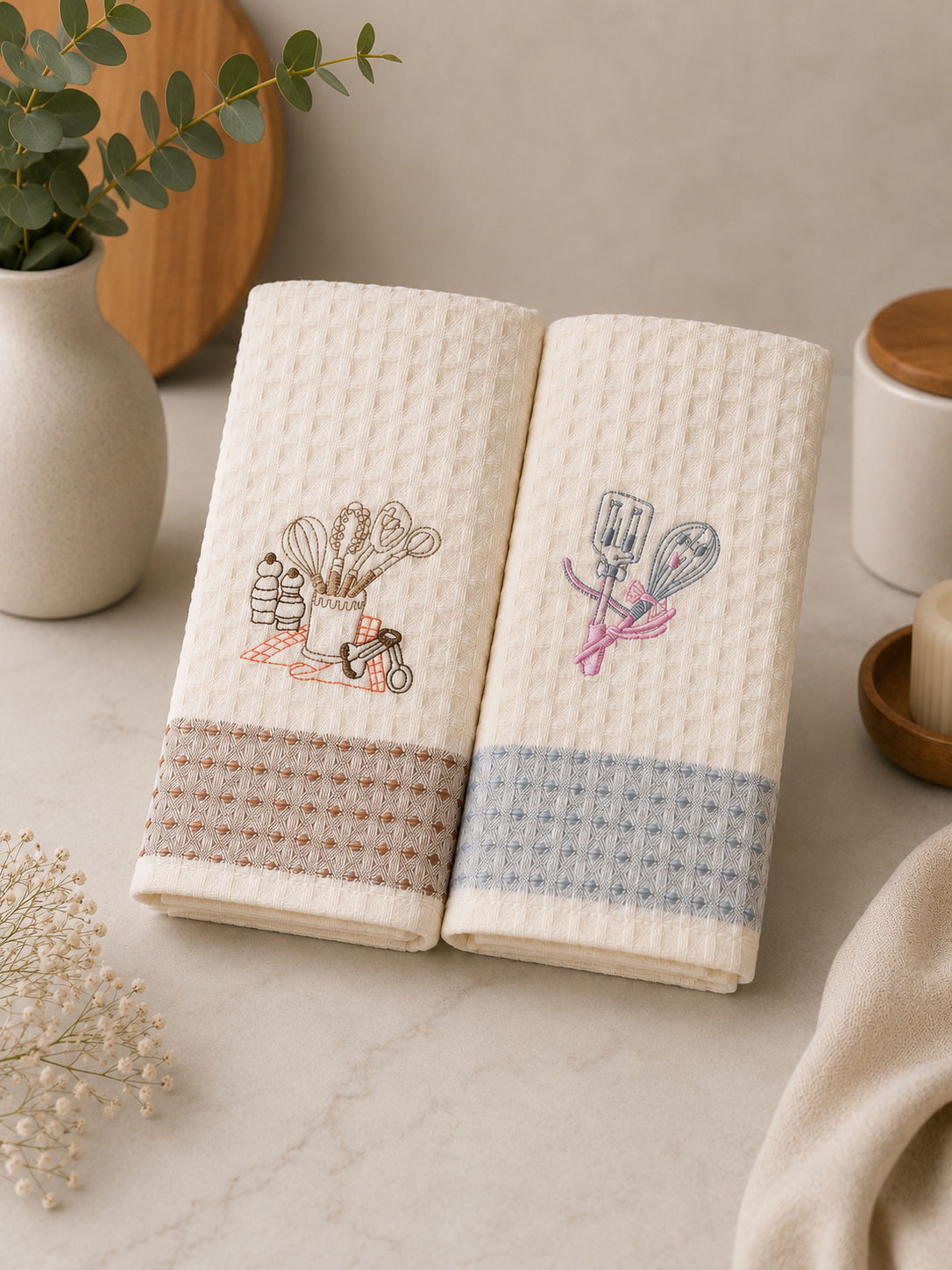Premium waffle kuhinjske krpe – set 2/1