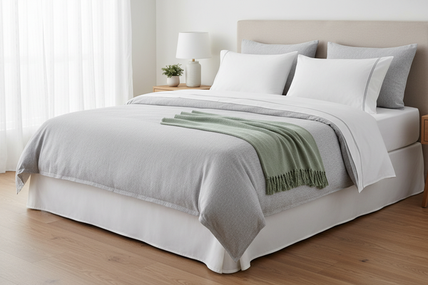 Generiši mi sliku čaršava na bračnom ležaju, bez posteljine gore samo čaršav
